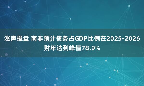 涨声操盘 南非预计债务占GDP比例在2025-2026财年达到峰值78.9%