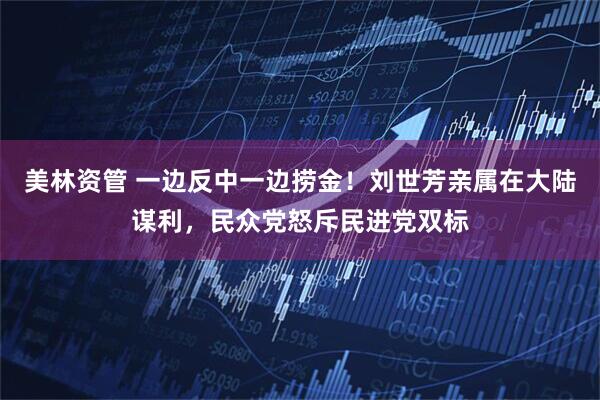 美林资管 一边反中一边捞金！刘世芳亲属在大陆谋利，民众党怒斥民进党双标