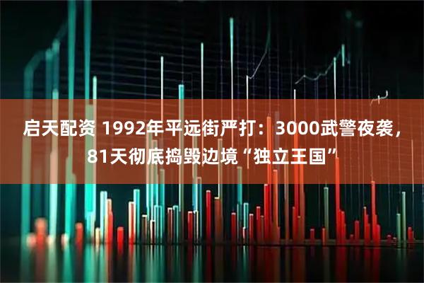 启天配资 1992年平远街严打：3000武警夜袭，81天彻底捣毁边境“独立王国”